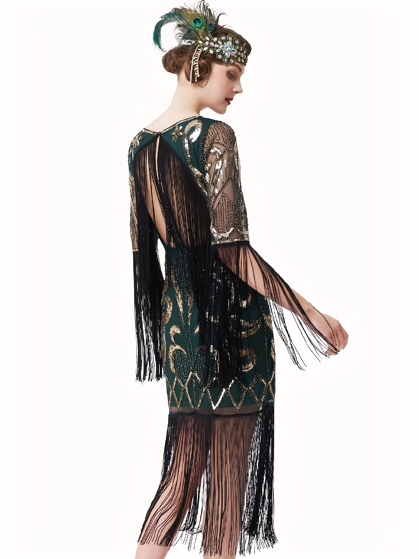 beaded 20s style dresses 1920s Hand Painted Beaded Fringe Flapper Dress [xs/sm] – Demetra Vintage main image 1