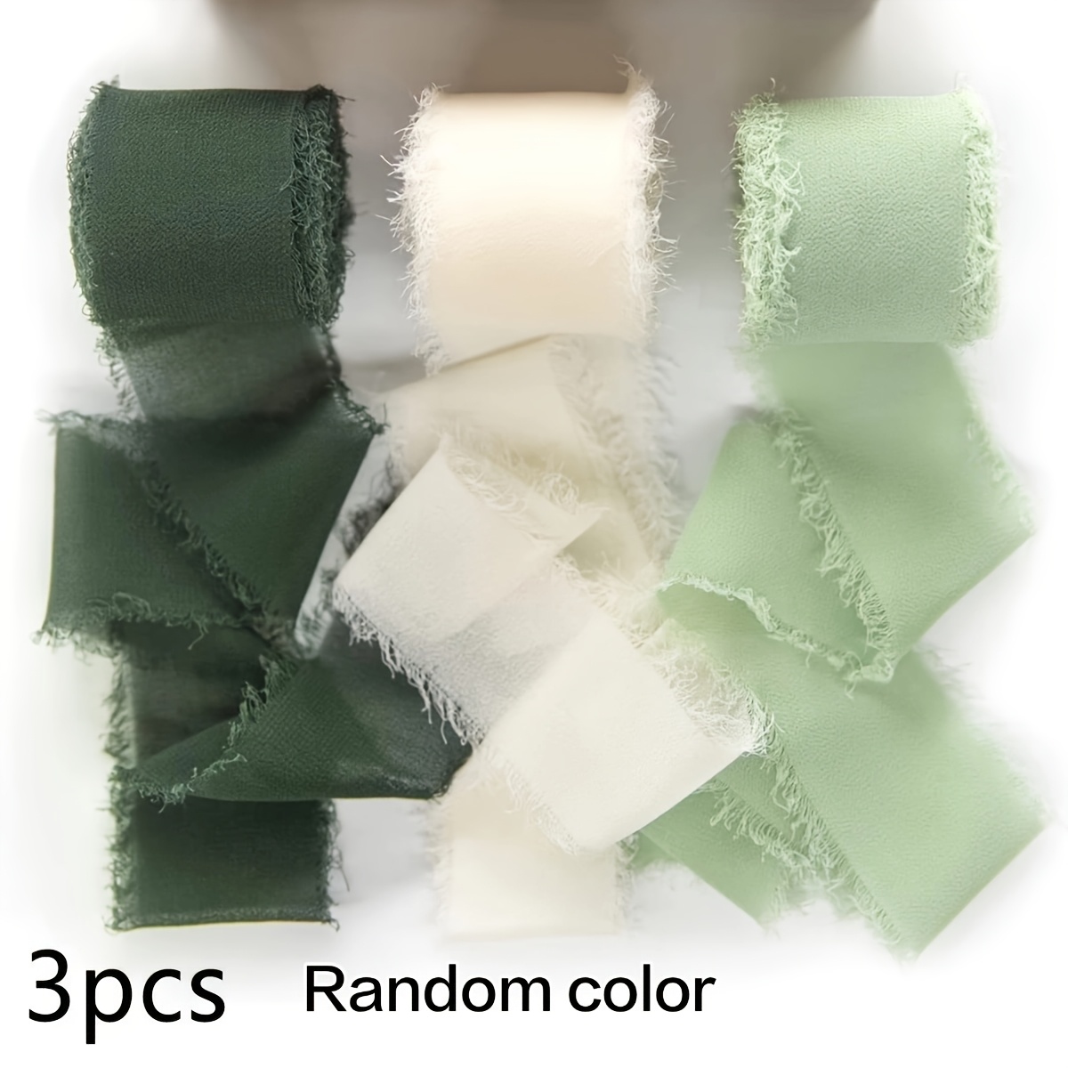 3pcs/9pcs Random Color 4cm Wide 5m Long Set Hand-tear Frayed Ribbon, For Wedding Invitations, Bridal Bouquet, Gift Wrapping And Craft Bow Decor