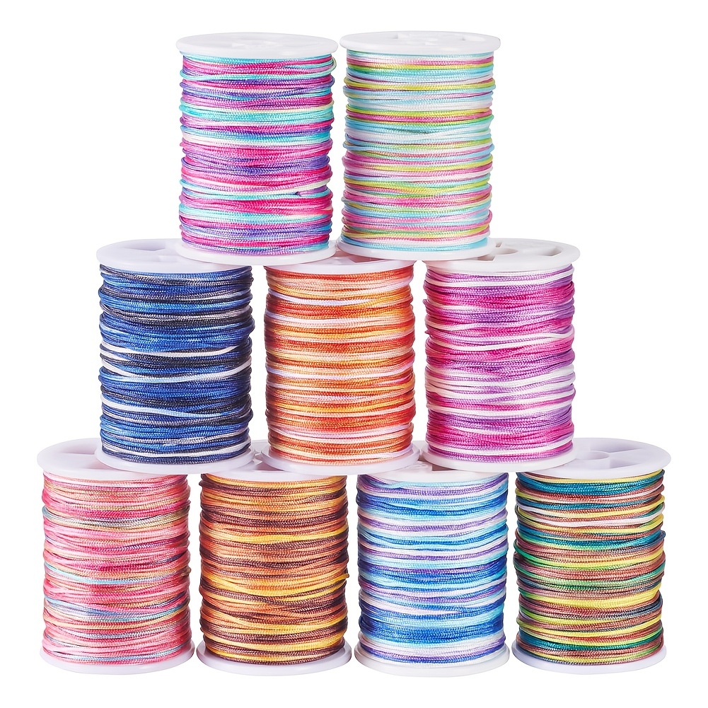 E-shop 9 Rollen Segmentgefärbter Polyesterfaden Geflochtene Schnur für Perlenfäden und , Perlenzubehör 0,8 mm, ca. 10,93 Yards (10 m)/Rolle, 1