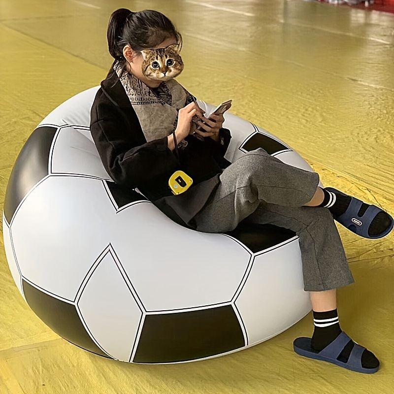 1pc inflatable soccer ball chair sofa single seat durable pvc portable for home outdoor leisure lounger camping gear sports themed decor multicolor holiday celebrations valentines easter independence day christmas halloween details 0