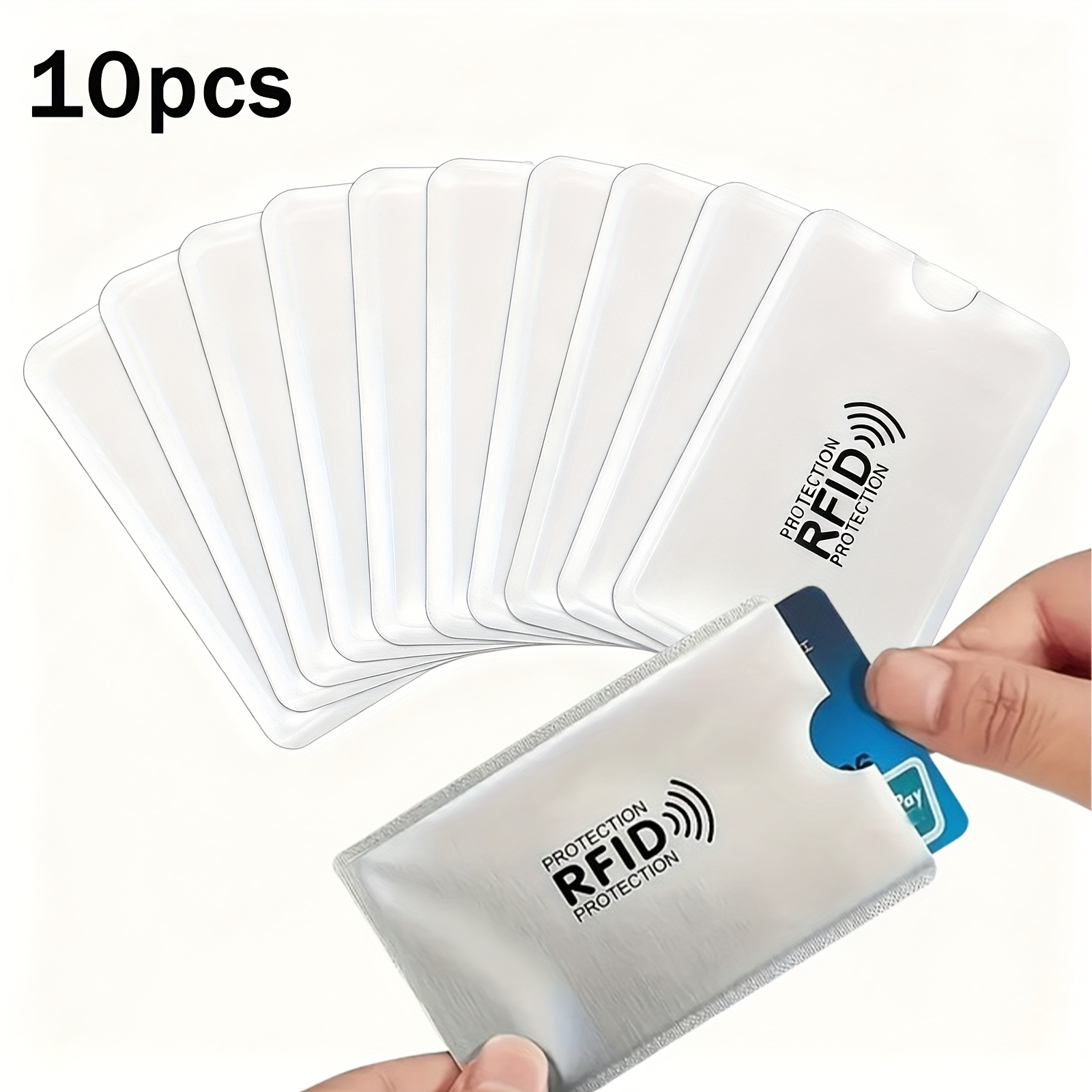 TEMU 10pcs Rfid Card Sleeves, High-quality, Portable, Durable, Anti-theft, Foil-wrapped, Nfc Protected, Suitable For Travel And Everyday Use, Unisex