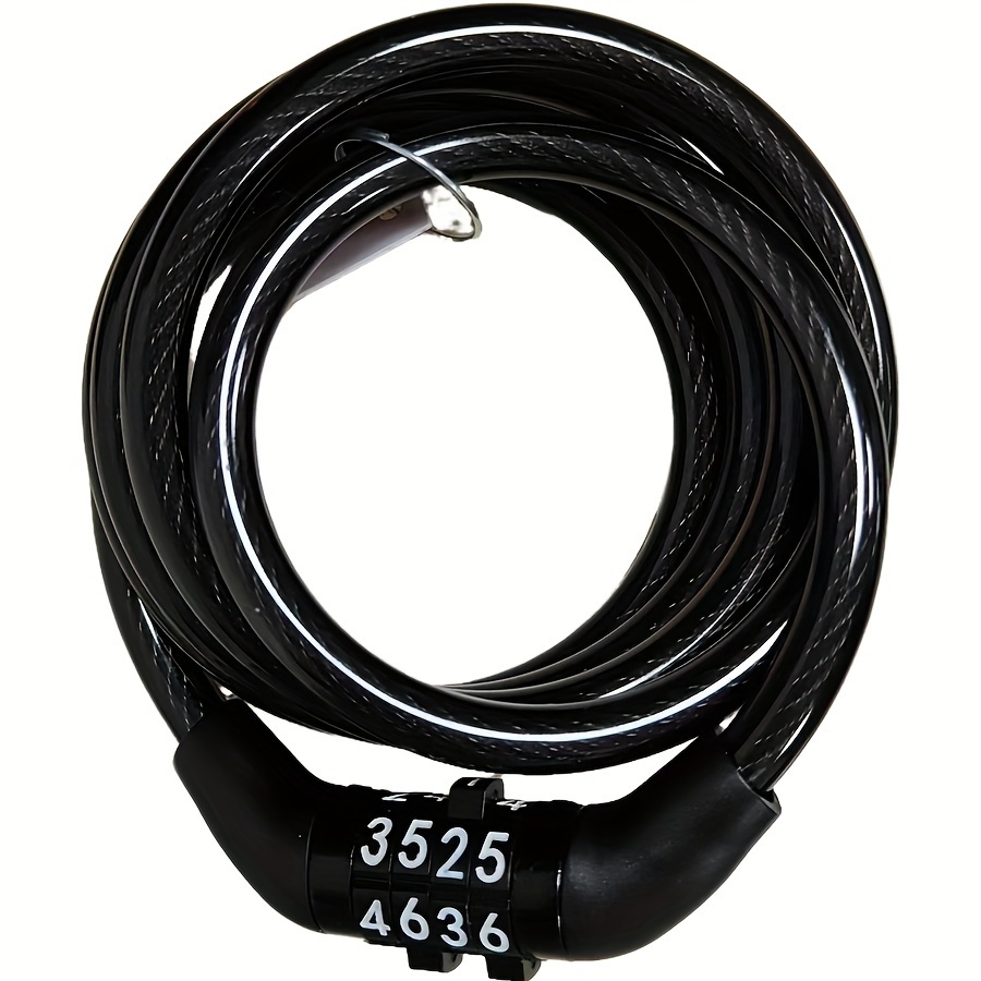 

4-digit Anti-theft Bicycle Cable Lock - Durable Pvc & Zinc Alloy, Ideal For Motorcycles & Bikes, 120cm