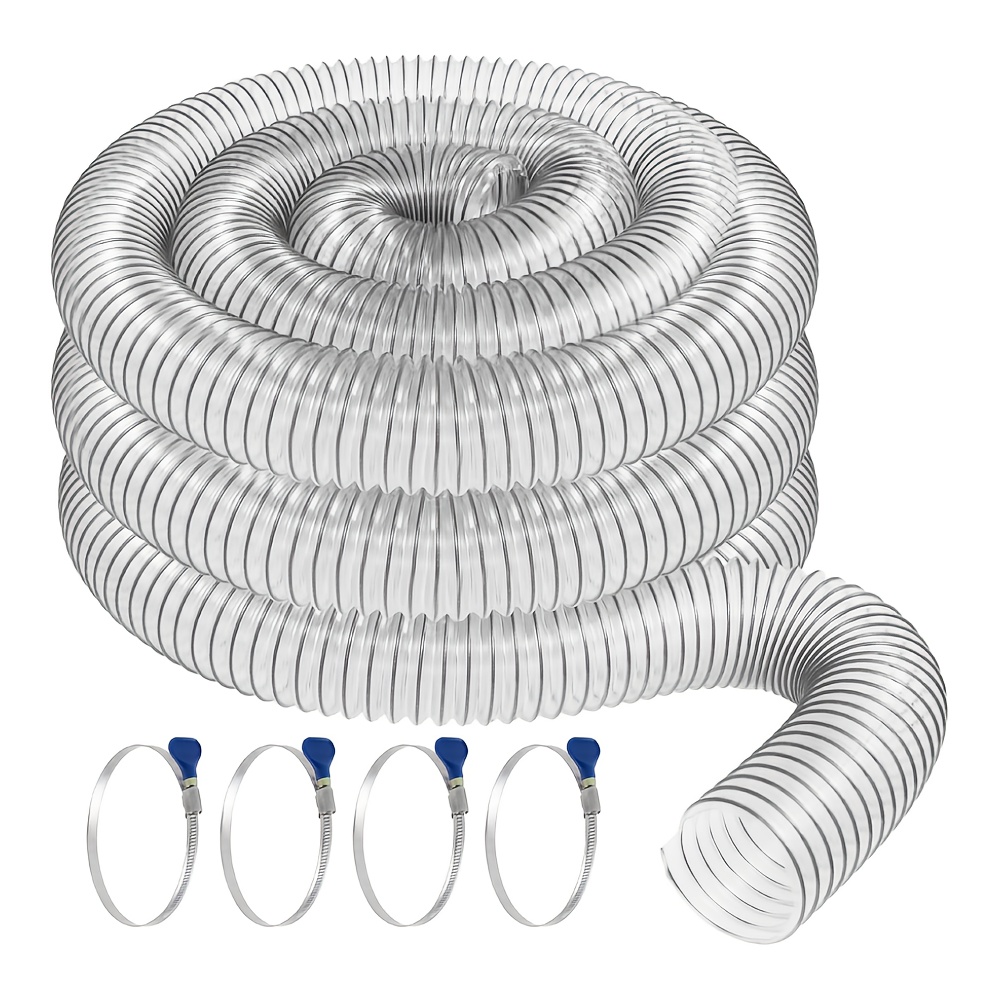 4 x 10 clear pvc dust collection hose with carbon steel wire flexible heavy duty fume dust hose for workshop woodworking soldering projects no electricity needed