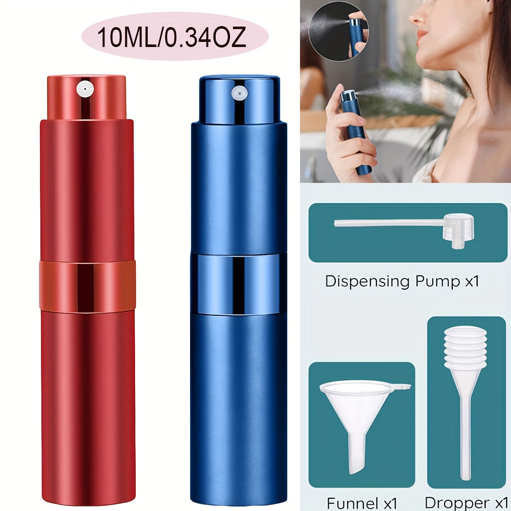 TEMU 2pcs 10Ml Vaporisateur de Parfum Rotatif Portable Rechargeable, Mini Flacon de Cologne Vide, Vaporisateur de Voyage avec 3 Distributeurs Vides