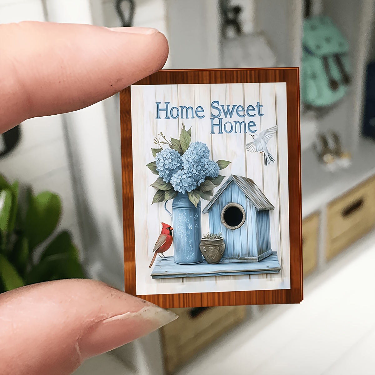 TEMU 2D - 1 pieza 2D Mini Retro de Una Capa Diseño de Casa de Pájaros Decoración de Pared Ornamento de Madera, Letrero Miniatura con de Madera de ,