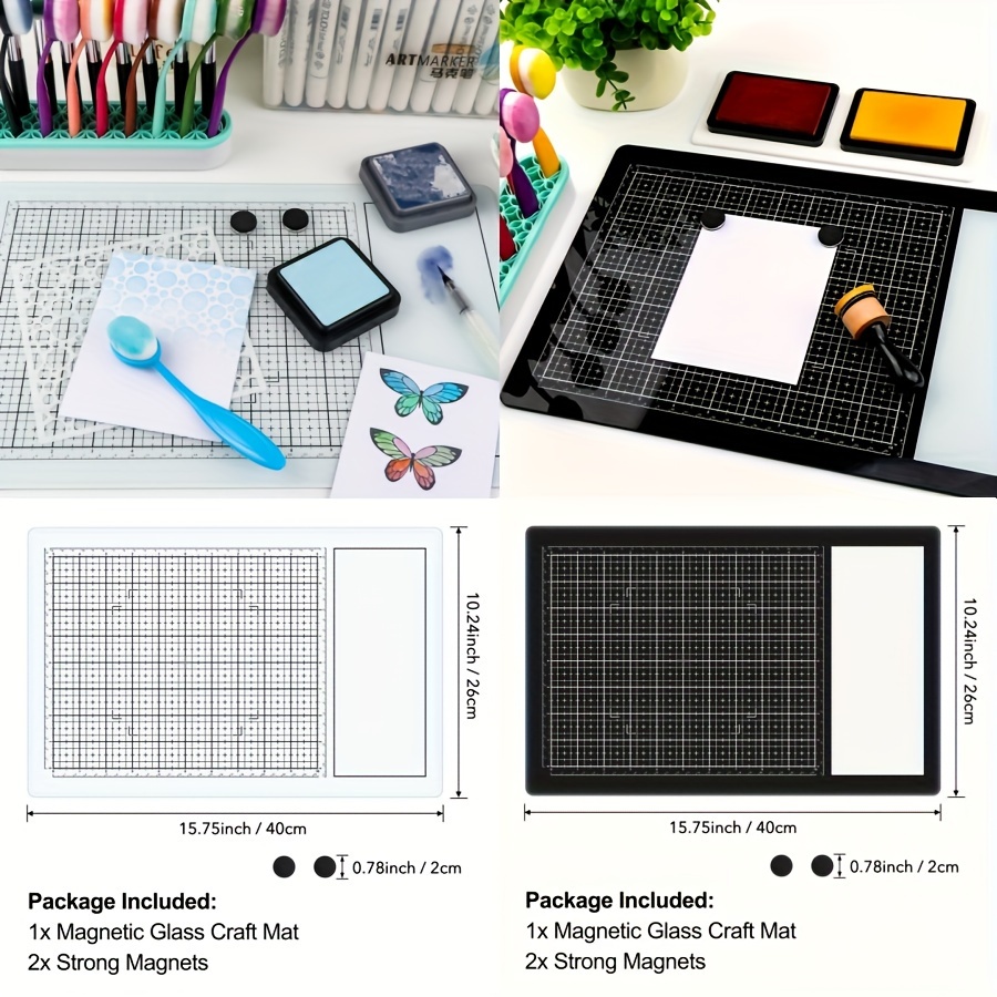 

Magnetic Glass Craft Mat 15.75x10.24" - & Heat Resistant For Paper Cutting, Stamping, Stenciling, Hot Embossing & Watercolor Art Projects, Glass Cutting Mats