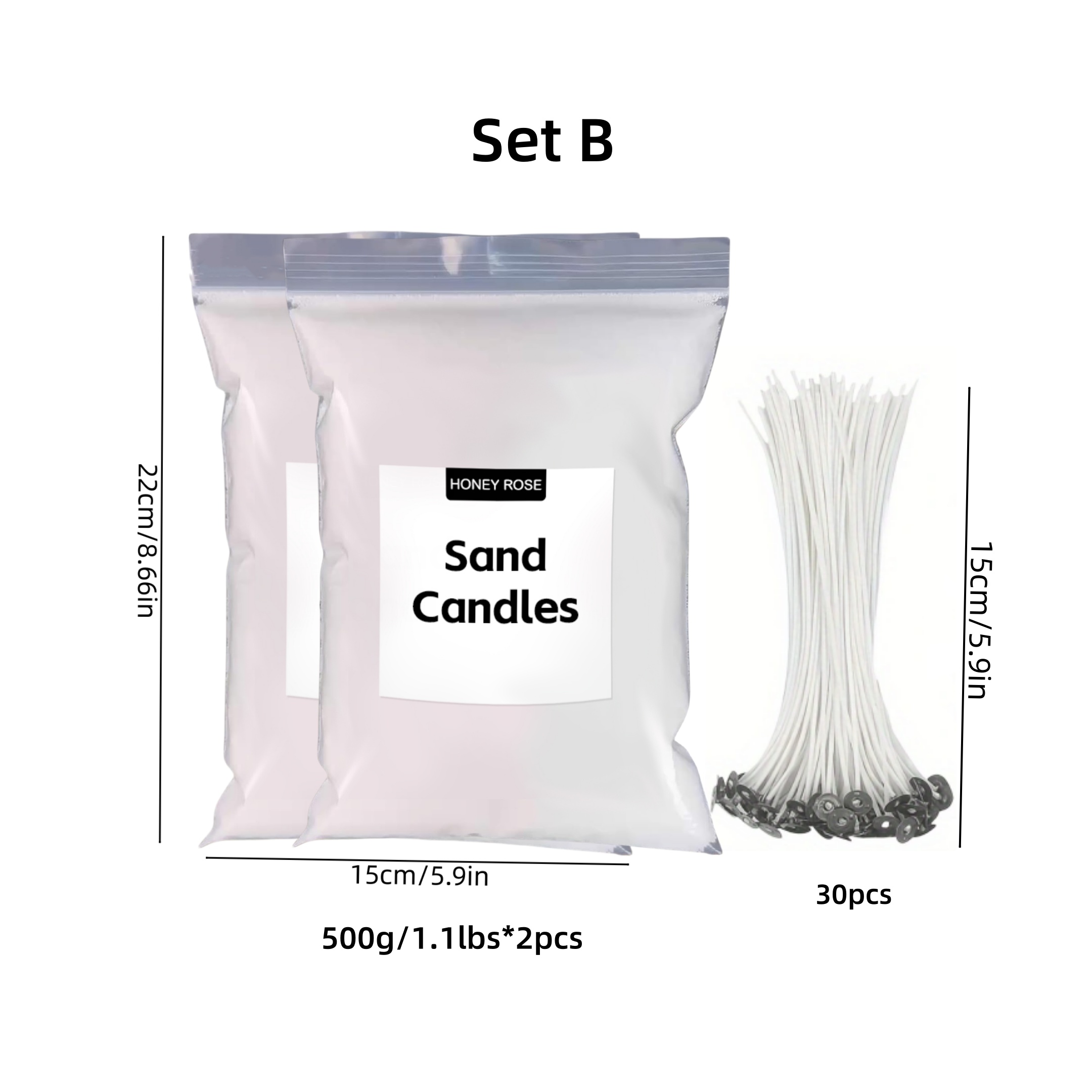 Image of 500g/1000g Pearled Candle Set, Refillable Candle Sand Wax, Lasting Powder Candles With 30 Wicks, Bead Candle Refill Making Kit, Candle Making Kit
