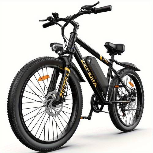 26 commuter electric bike for 749w motor 48v removable battery 25mph up to 45 miles long disc brakes front suspension all terrain tires lcd display led headlight e bike