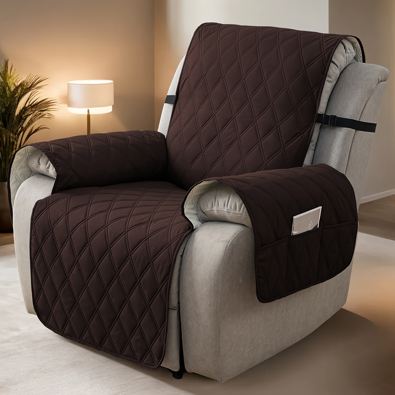 TEMU Chair Covers 1pc 23" 100% Recliner Sofa Cover, Anti-slip And Wear-resistant Furniture Protectors, Suitable For Pet Homes, Bedrooms, Living Rooms, Removable And Home