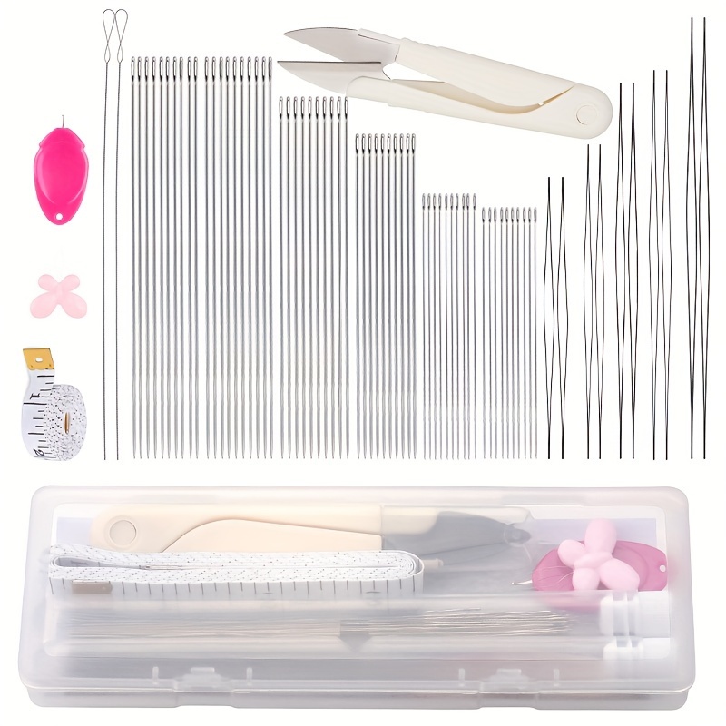 

Bead Needle Set, 60 Pcs Straight Seed Beading Needles, 10 Pcs Collapsible Beading Needles W 2 Pcs Twisted Bead Needles For Jewelry Making, Bead & Sequin Embroidery Crafting Diy(random Color)