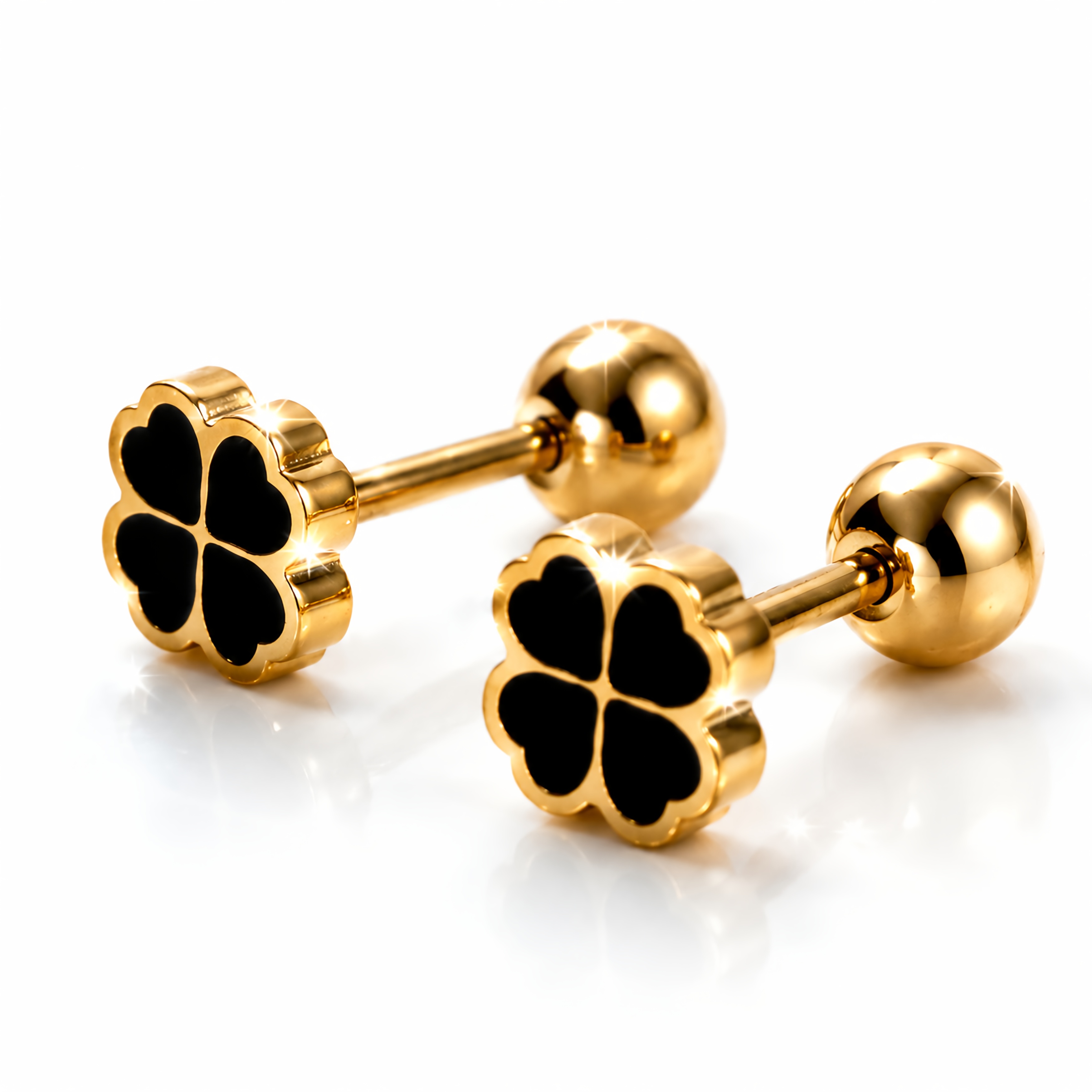 TEMU A Pair Of Steel Cute Black Heart-shaped Petal Stud Earrings, Elegant Jewelry For Men And Women, Highlighting A Unique Temperament. Versatile And