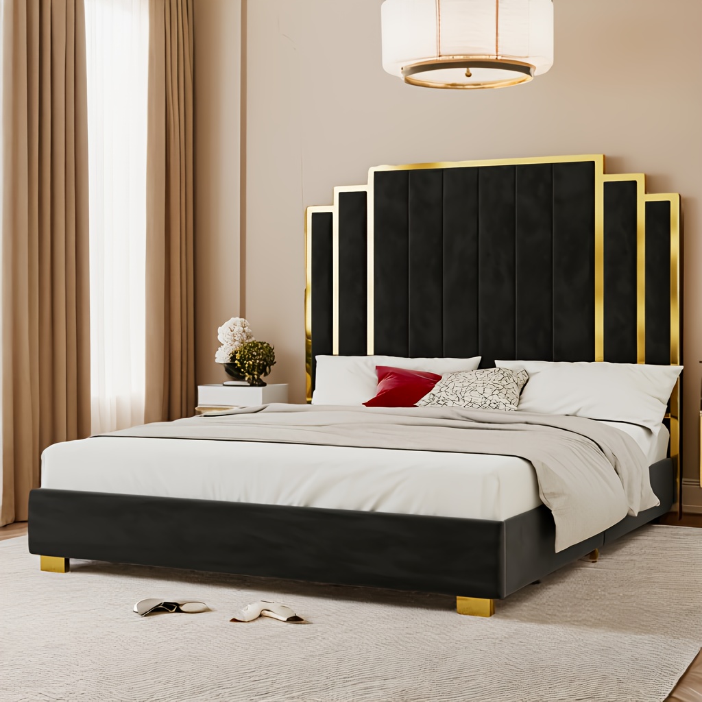 LUXOAK Modern Upholstered Bed Frame with 65