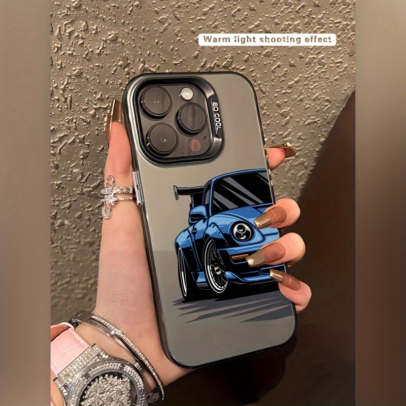 

Acrylic Car Design Phone Case Compatible With - Scratch-resistant Clear Cover With Laser Blue Car Image