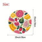 4pcs vibrant colorful fruit illustration round placemats 15 spring table mats for party kitchen dining decor summer tableware polyester hand wash only party table settings fruity design woven texture