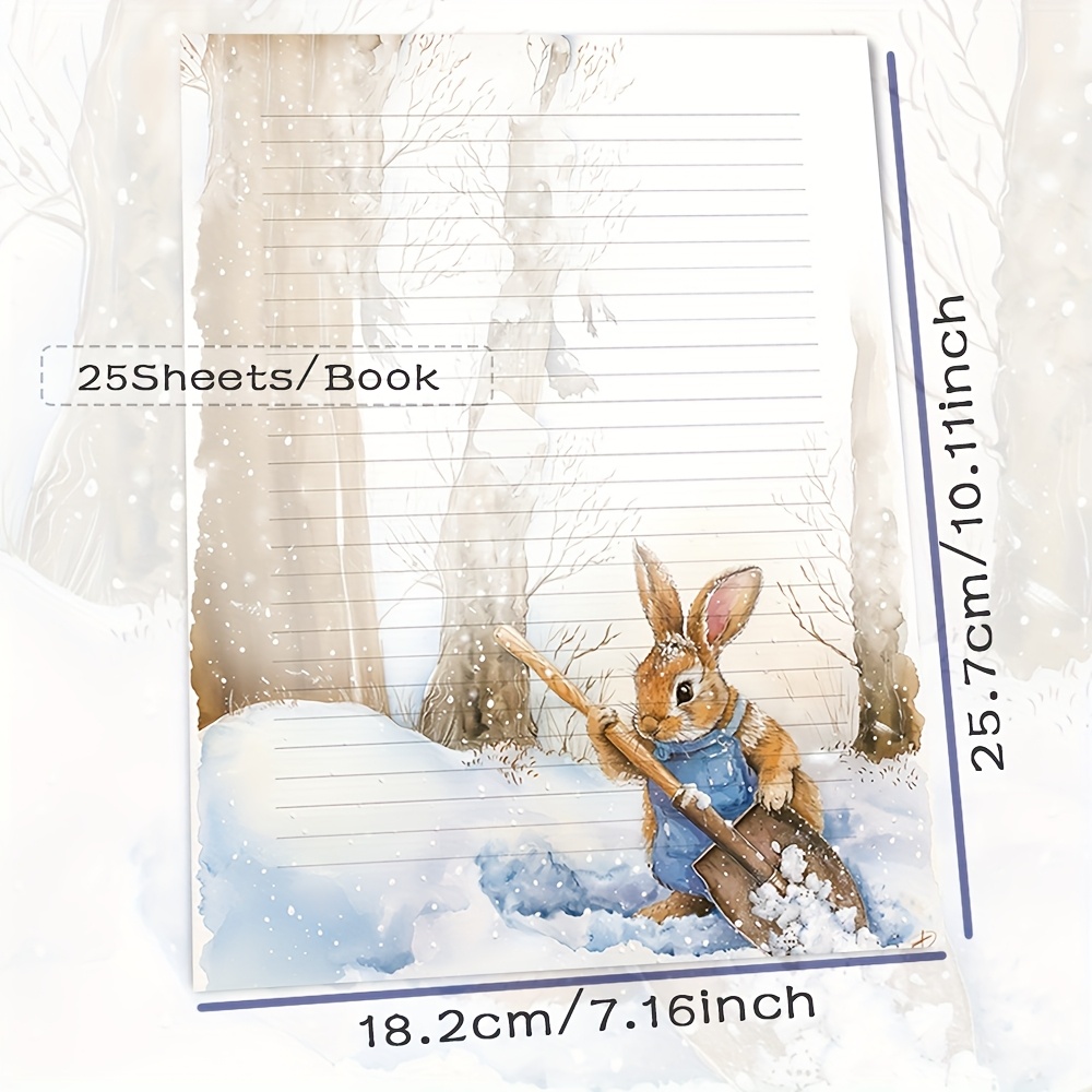 25sheets/50sheets/1 Book, B5 Snow Shoveling Rabbit Stationery, Study Notes, Planner, The Is Shoveling Away The , Of Spring, Of New , Exquisite Details, Quality Paper