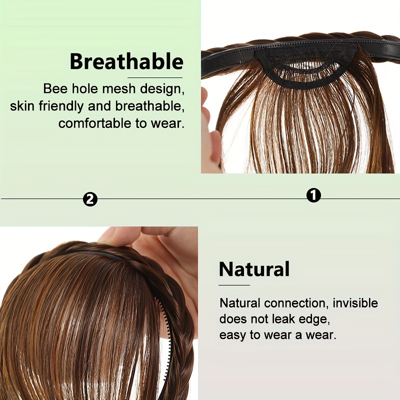 womens synthetic straight hair bangs with braided headband fashion hairpiece extension universal     hair accessory details 2