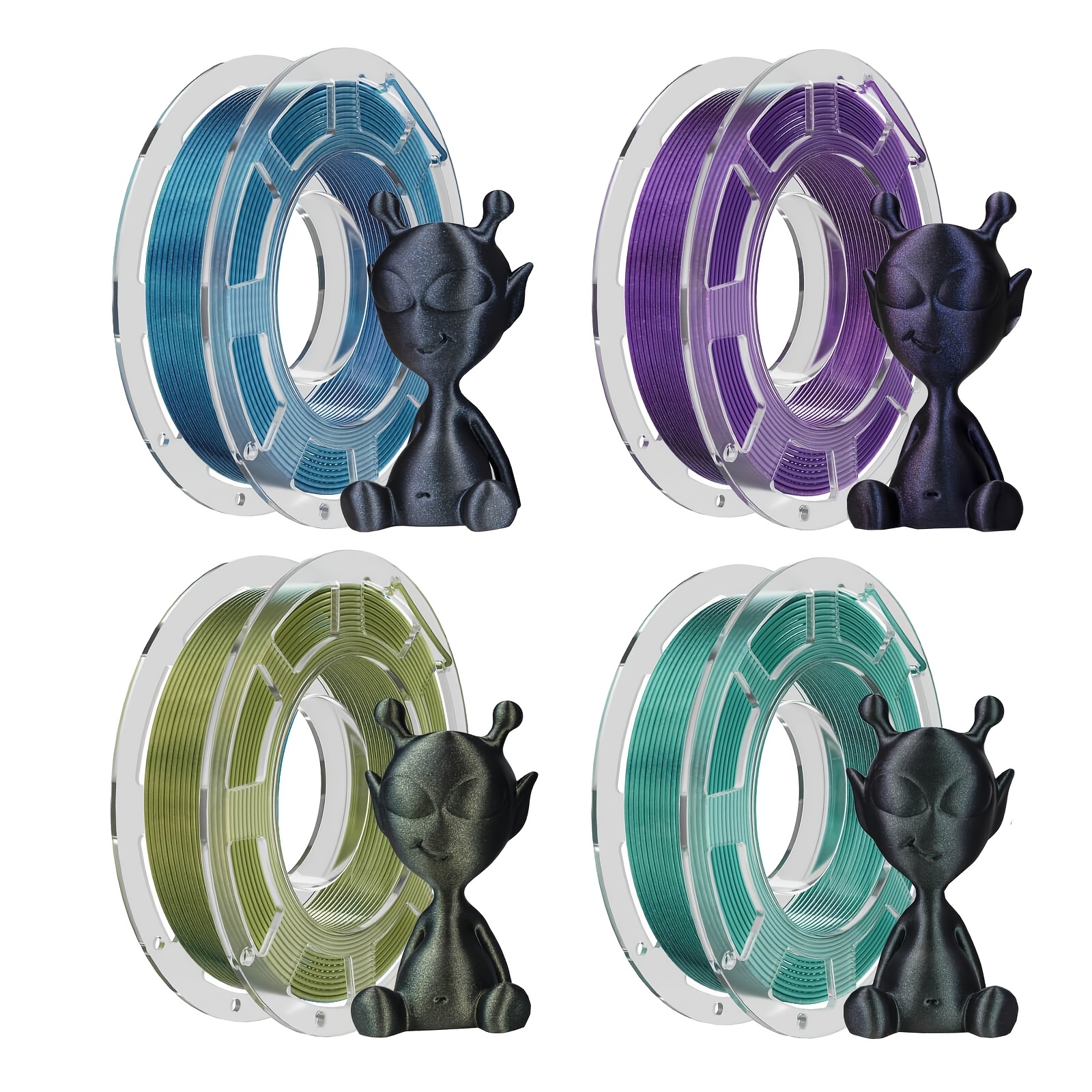 E-shop CONJURE Farbfilament PLA 3D-Drucker 1.75mm 4er-Pack Multi-Farbe-Paket Gesamt 1.8LB, Leuchtende Farbwechsel Mit Licht Ultrafeines Glitzern