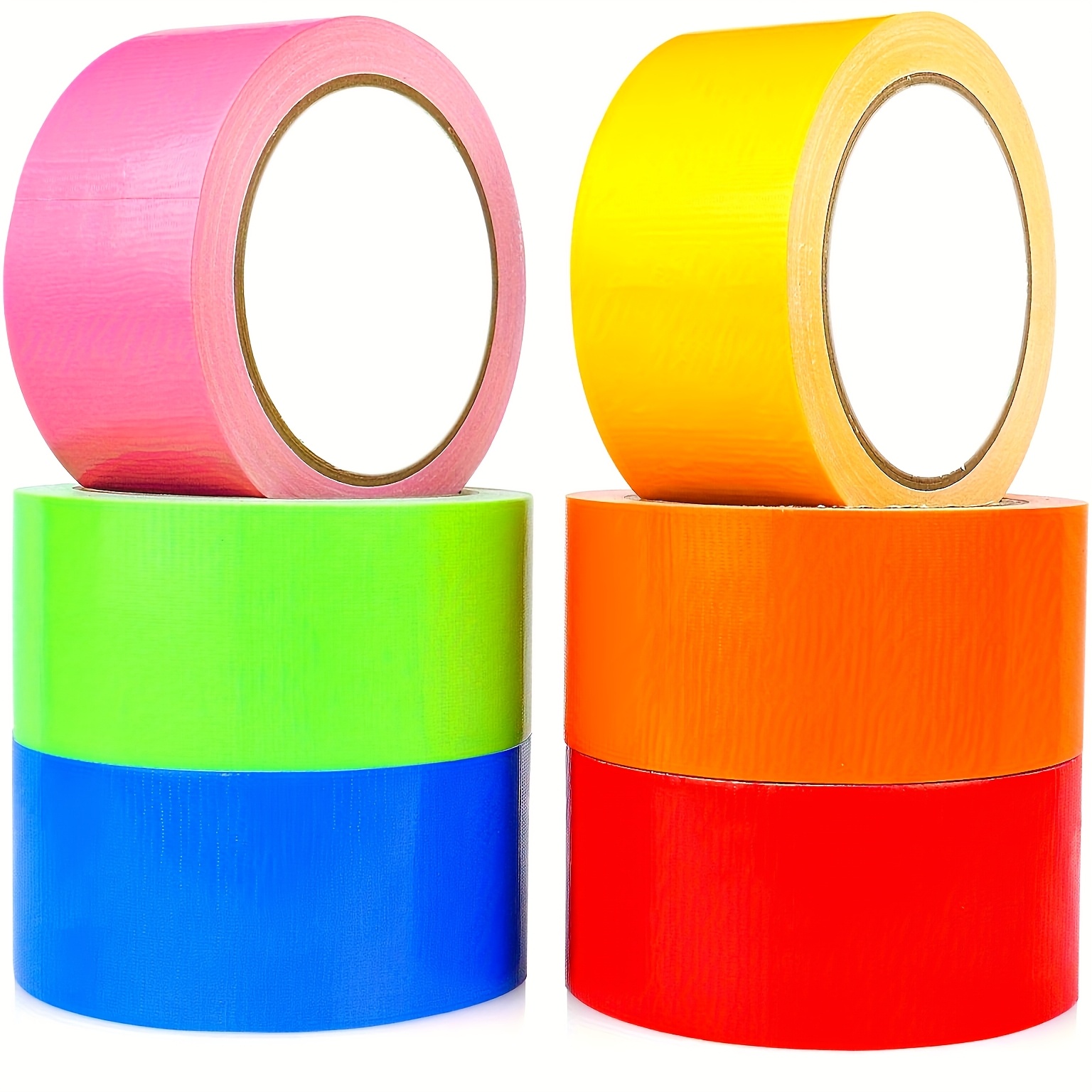 E-shop 6er-Pack Bunte Wasserdichte Stoffklebeband, Hochleistungs-Kautschukkleber | für Zuhause & , mit Blau/Rosa/Gelb/Grün/Orange/Rot - für