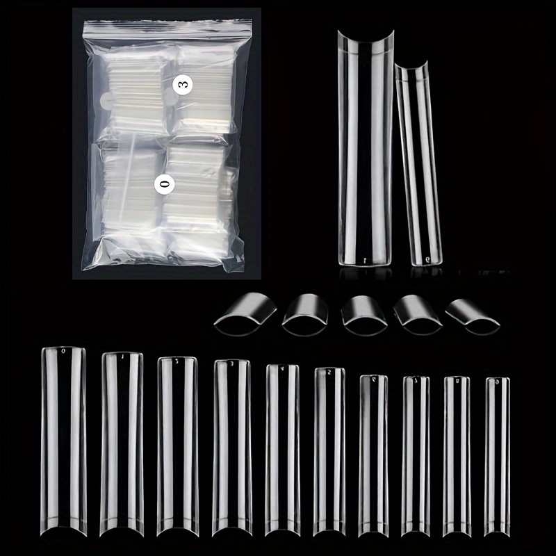 

504pcs Xxxl Set - Long, Straight, No C , Clear/ Abs -ons For Diy & Use