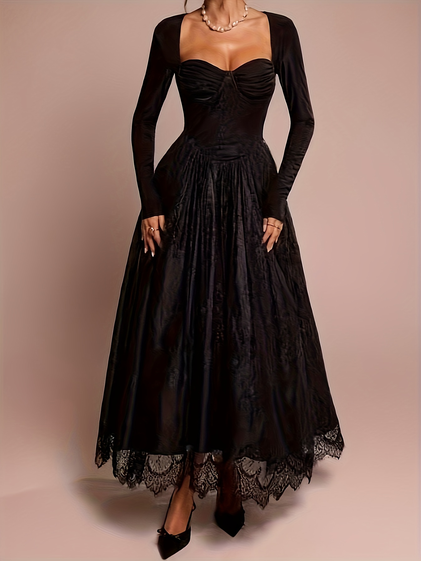 black lace dress halloween Phenas Ghost Bride Costume Halloween Women Adult Costume Black Lace Dress  Cosplay Party