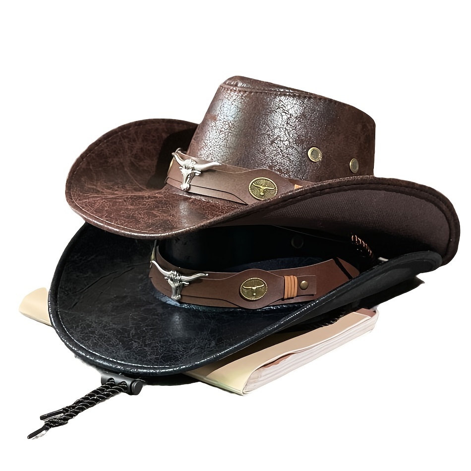 Western Cowboy Hat, Retro Wide Brim Hat Men - Temu