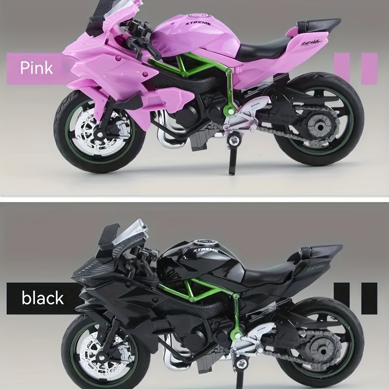1pc Realistic Wind Kawasaki H2R Alloy Model Motorcycle, With Steering,  Shock Absorber