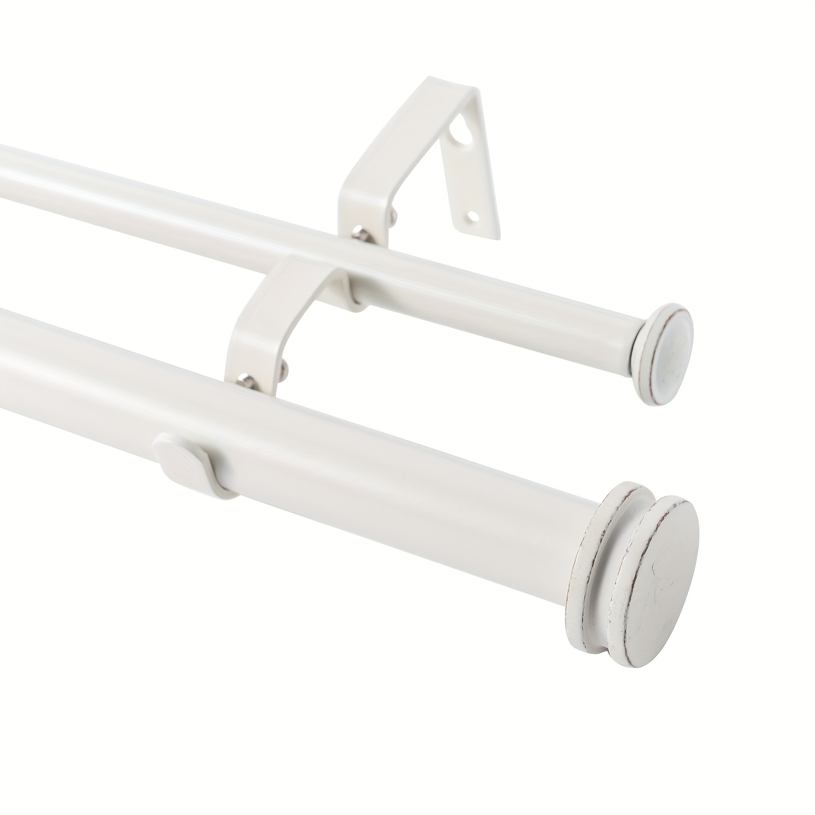 Classic Decorative Head 1 Inch Curtain Rod Double Pole Complete Set, Multiple Sizes Adjustable From 28"-120", Suitable For Company Home Decoration And Multi-scene Use, Brown Optional