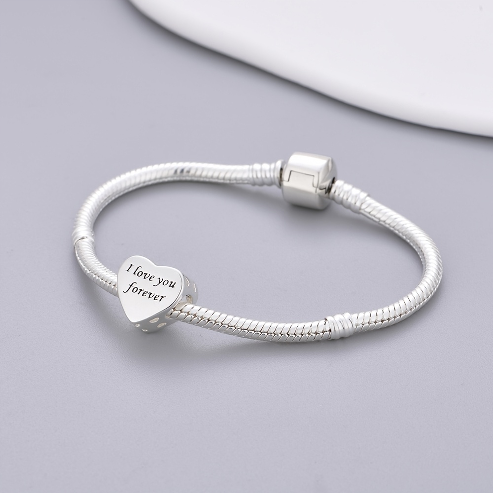 Silvery Plated Copper Heart Bead with Bird-On-Branch Pattern