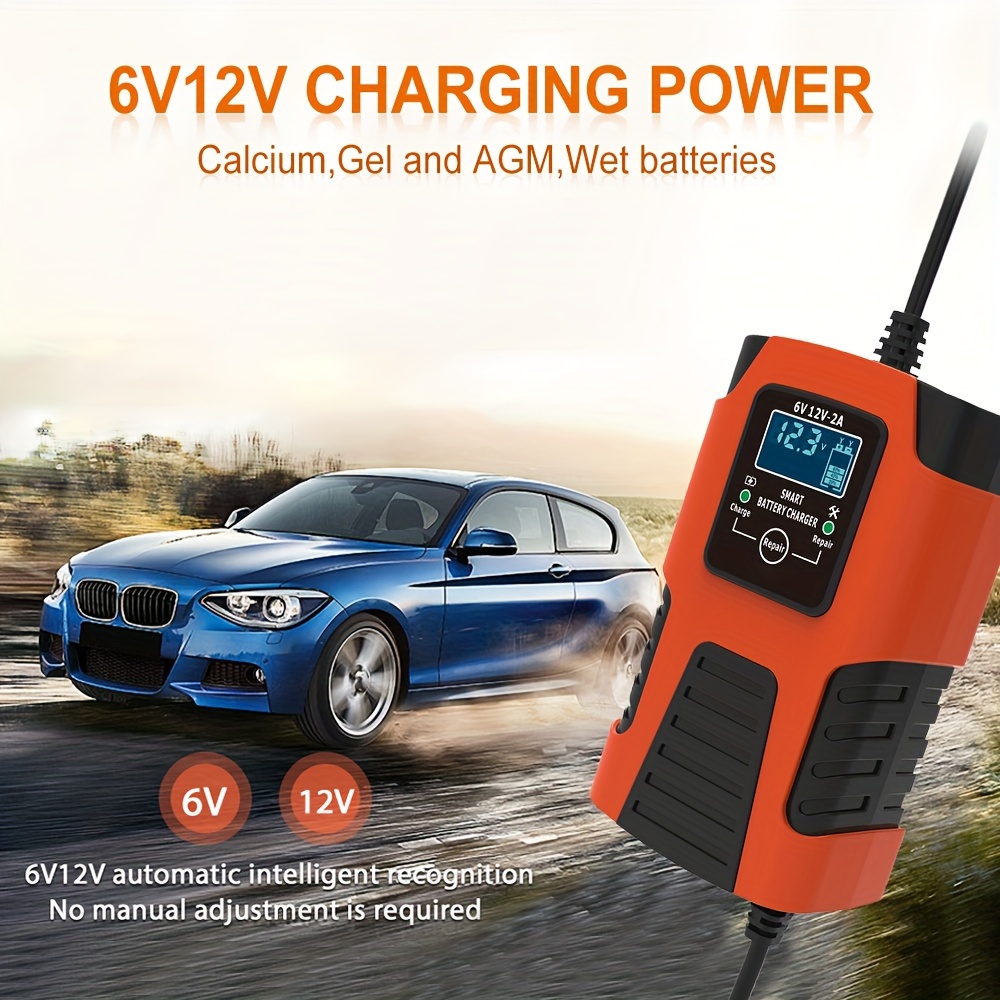 

Fully 6v 2a/ 12v 2a 3- Lcd Display Car Motorcycle Battery Charger For - Gel Wet