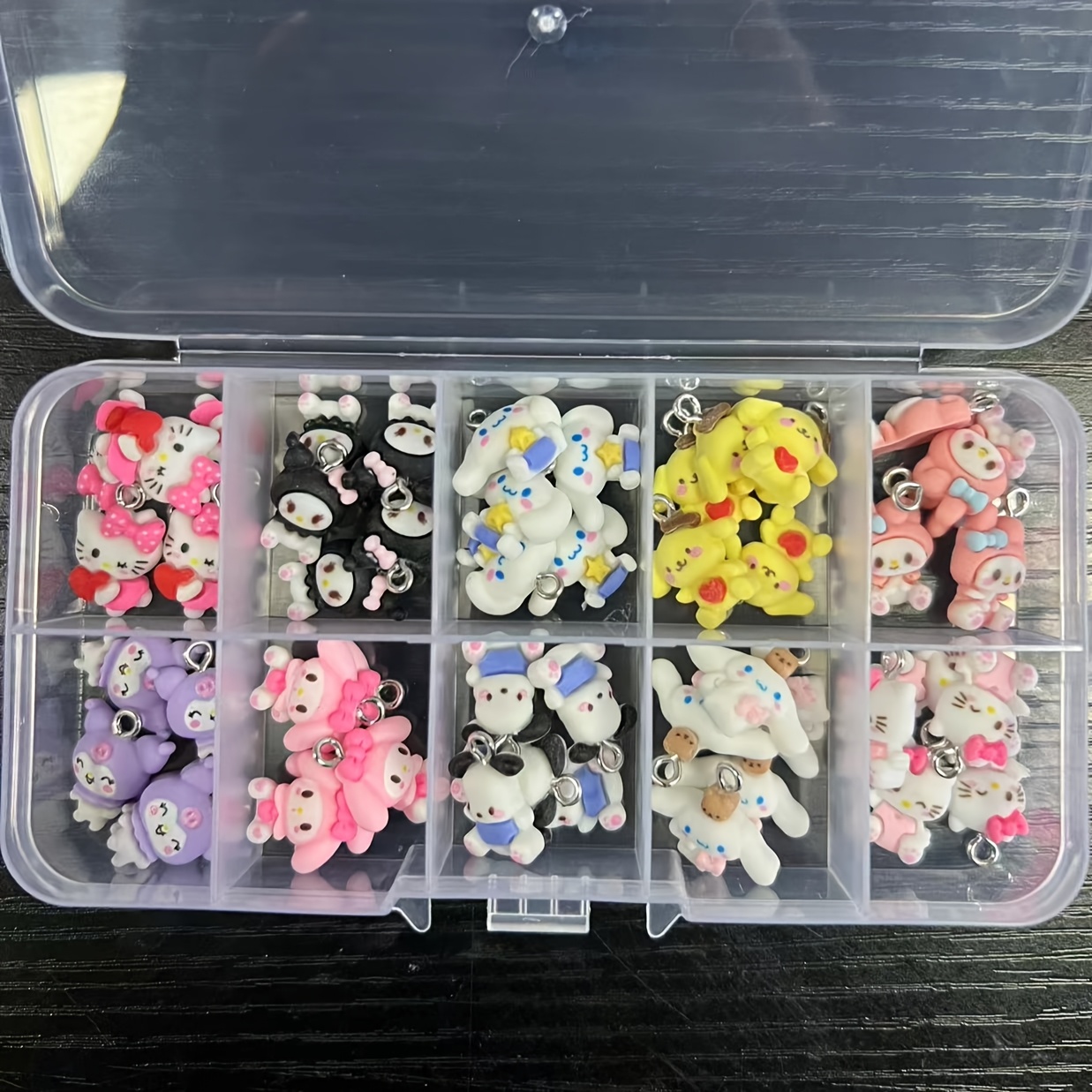 

Sanrio Hello Kitty Resin Charms Kit - Making Set With Pendant Designs For Necklaces, Earrings, Bracelets & Keychains - Transparent Organizer Included