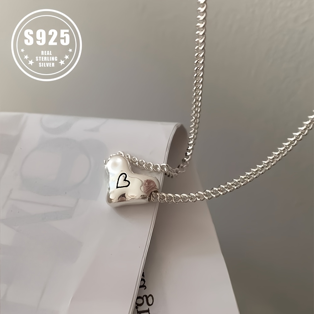 

Chic 925 Sterling Silver Heart Pendant Necklace - Minimalist Graffiti Design, Birthday Valentine's Day Weddings And Other Gifts For Men And Women.4.4g/0.16oz