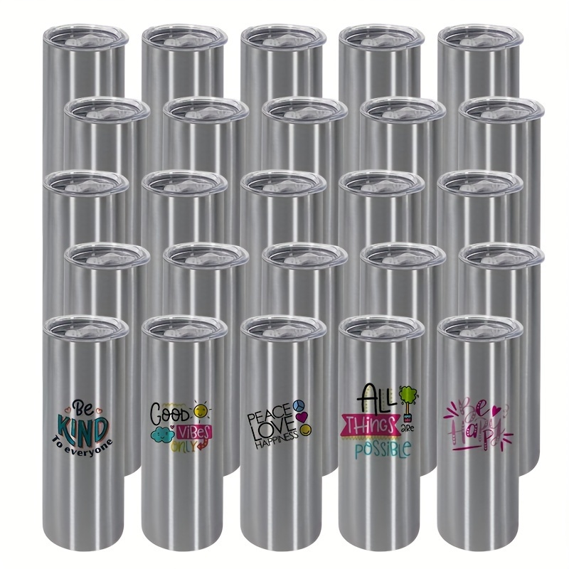 

25pcs 20oz Double Wall Stainless Steel Insulation Silver Sublimation Straight Tumbler Cups