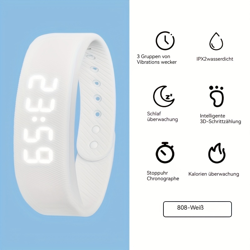 fitnesstracker-smartwatch mit silikonarmband – usb-aufladbar, hochwertig, kalorienüberwachung, vibrationswecker, 3d-schrittzähler, ideal für studenten & lehrer, urlaubsgeschenk, fitness- -uhr, trageüberwachung, moderne tragbare technologie, langlebige sportuhr