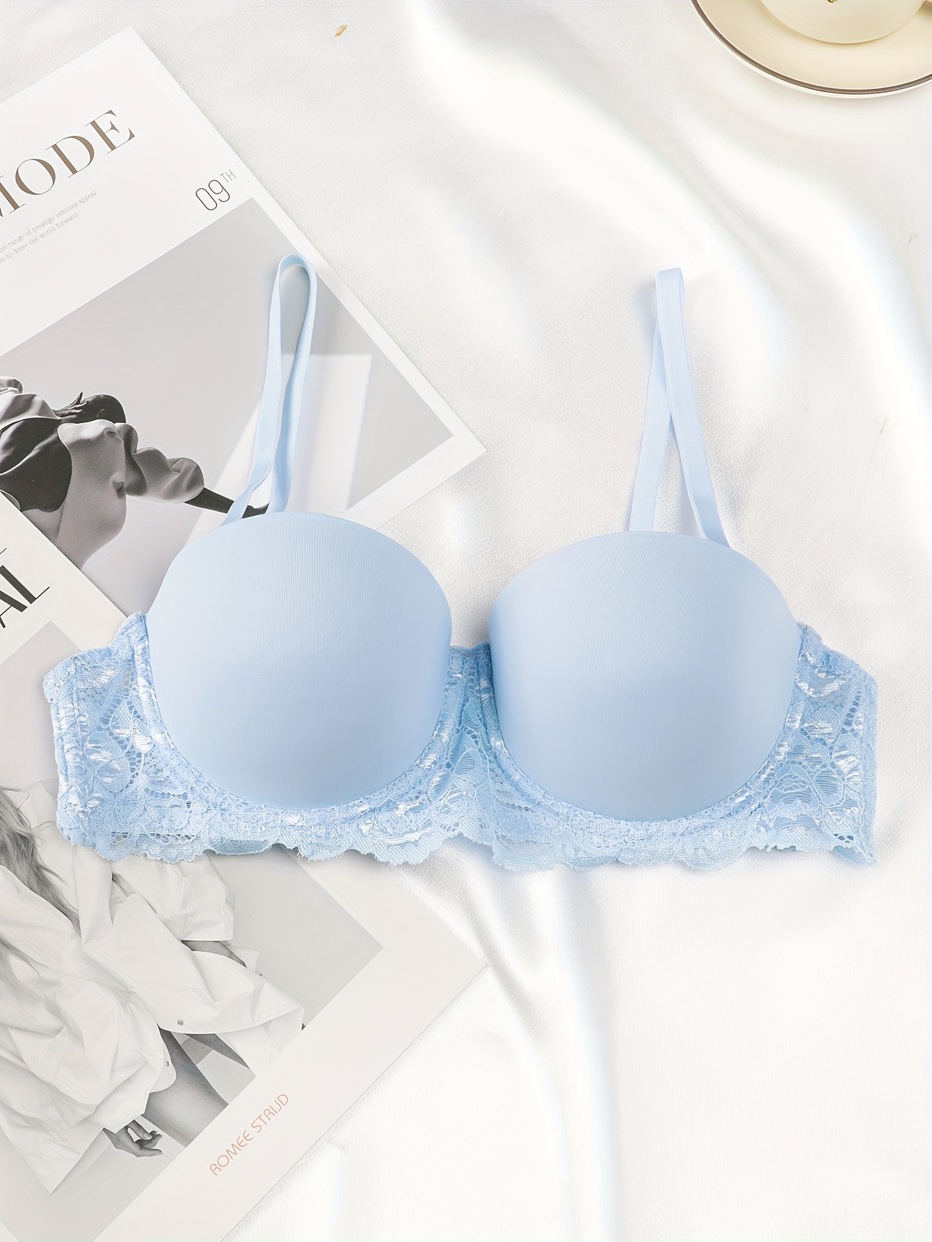 3pcs Contrast Lace Bra