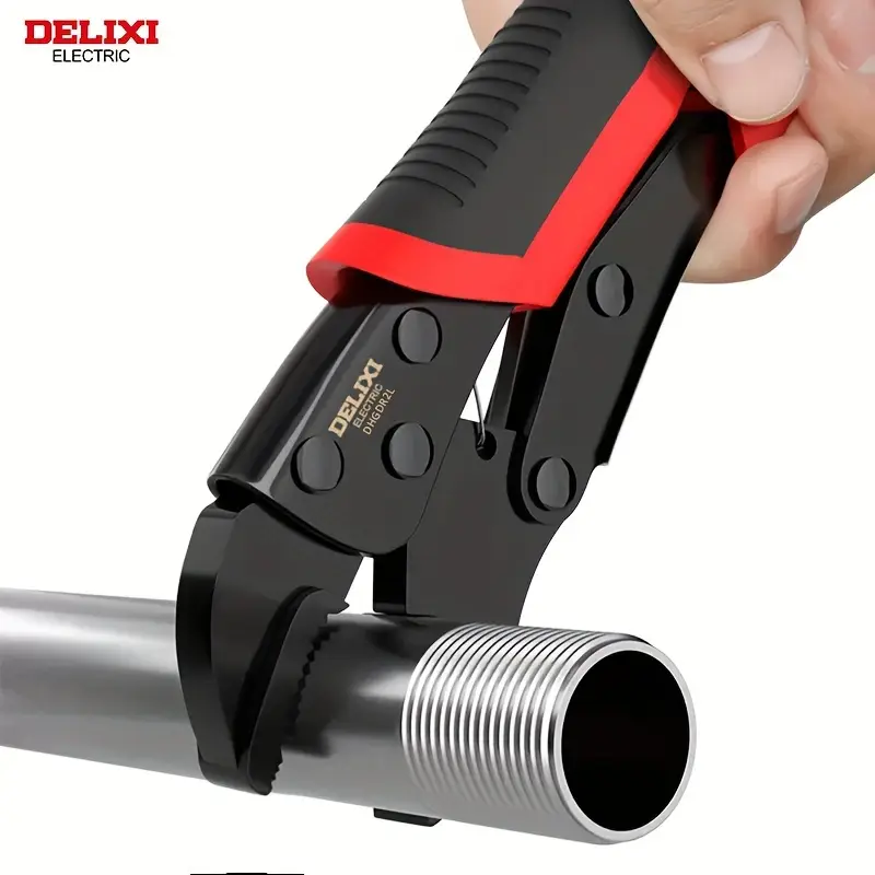 electric multifunctional locking pliers heavy duty industrial hand tool with red black handle adjustable jaws for secure clamping use on water pipes  s       pliers   tool design locking sheet metal pliers Product details 5