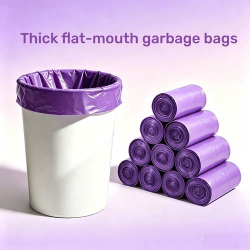 thickened purple flat mouth garbage bags tear resistant leak proof and odor proof with a perforated design for easy tearing and opening suitable for such as living rooms bathrooms and bedrooms easy to tie and seal