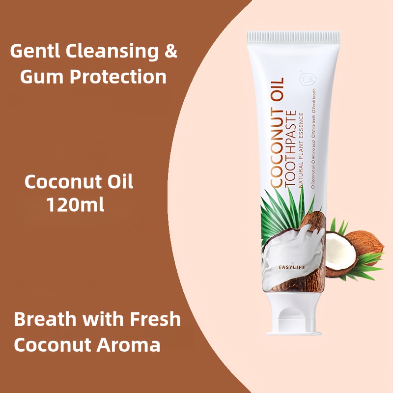 2pcs Natural Coconut Oil Toothpaste for Sensitive Gums & Teeth - Gentle Whitening Formula with Coconut Oil & Coconut Milk, Deep Cleaning, Removes Stains, Gentle Oral Care, Fresh Breath Solution | Tropical Packaging | Coconut Oil Infused
