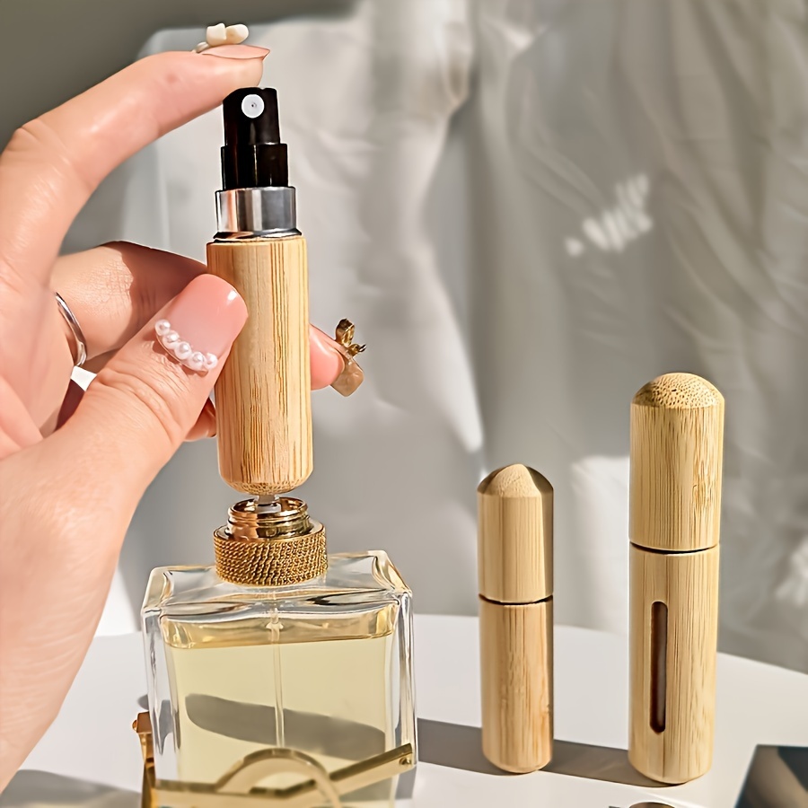 

Luxury Bamboo Perfume Atomizer - Refillable & Portable Spray Bottle, 5ml/8ml, Pocket-sized Fragrance Dispenser With Window, Bottom-fill Design For Travel & Outdoors