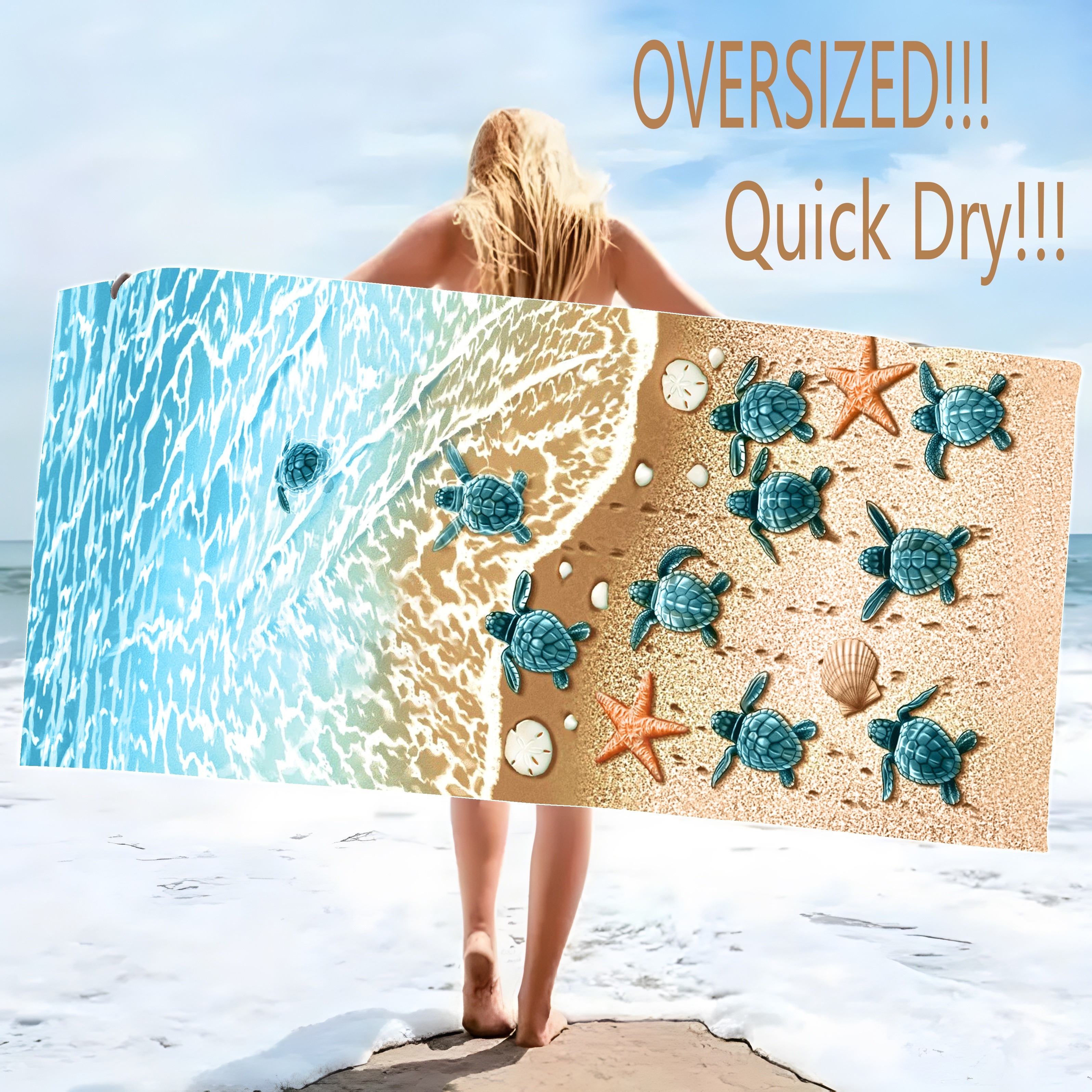 

Oversized Microfiber Beach Towel With Cute & - Lightweight, Quick-dry, 71x31.5 Inches