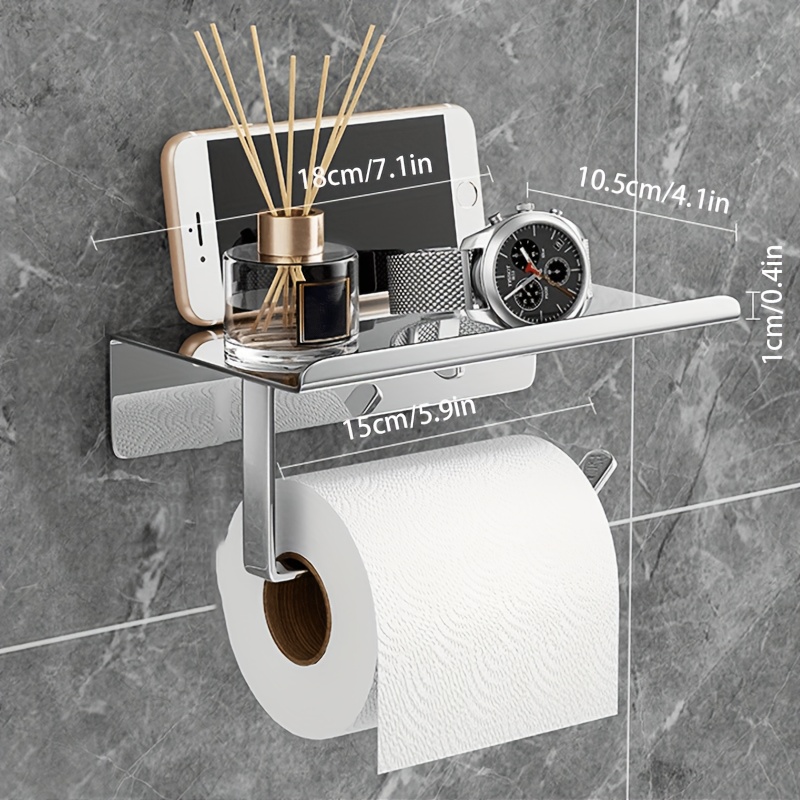TEMU Portarrollos de papel higiénico, soporte para papel higiénico, almacenamiento de papel higiénico, portarrollos, de pared, instalación sin
