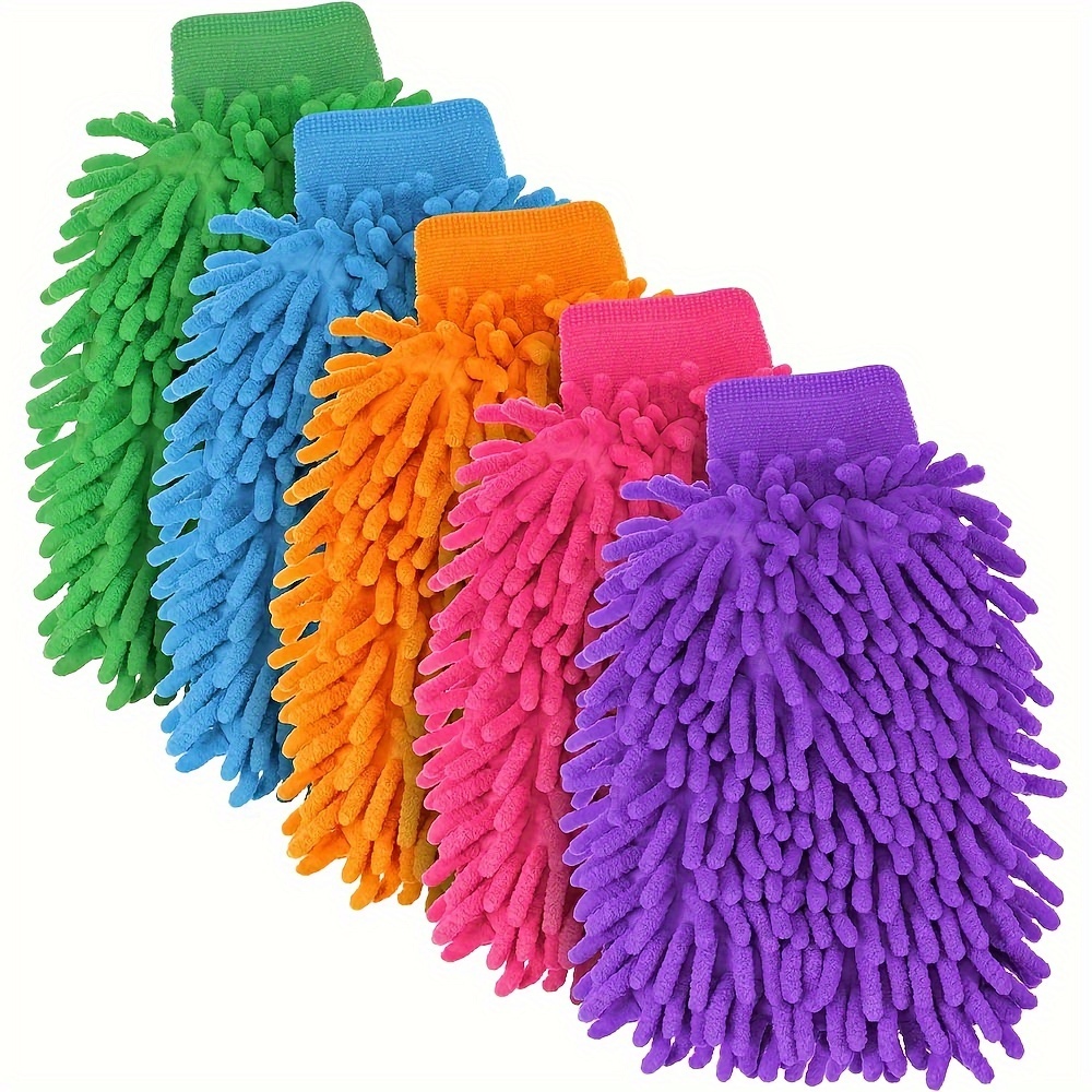 

5pcs Car Wash Mitts Chenille Microfiber Wash Glove Double Sided - Mitt