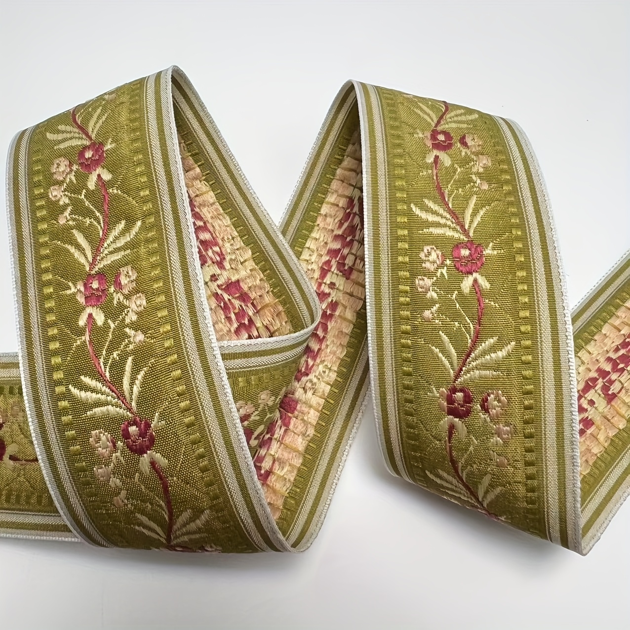 TEMU 1.8 Mètres/ 45 Mm Bordure de Ruban Jacquard Floral - Ornements de Couture pour Vêtements, Sacs, Bretelles de Sac à Dos, Porte-clés, Chaînes de