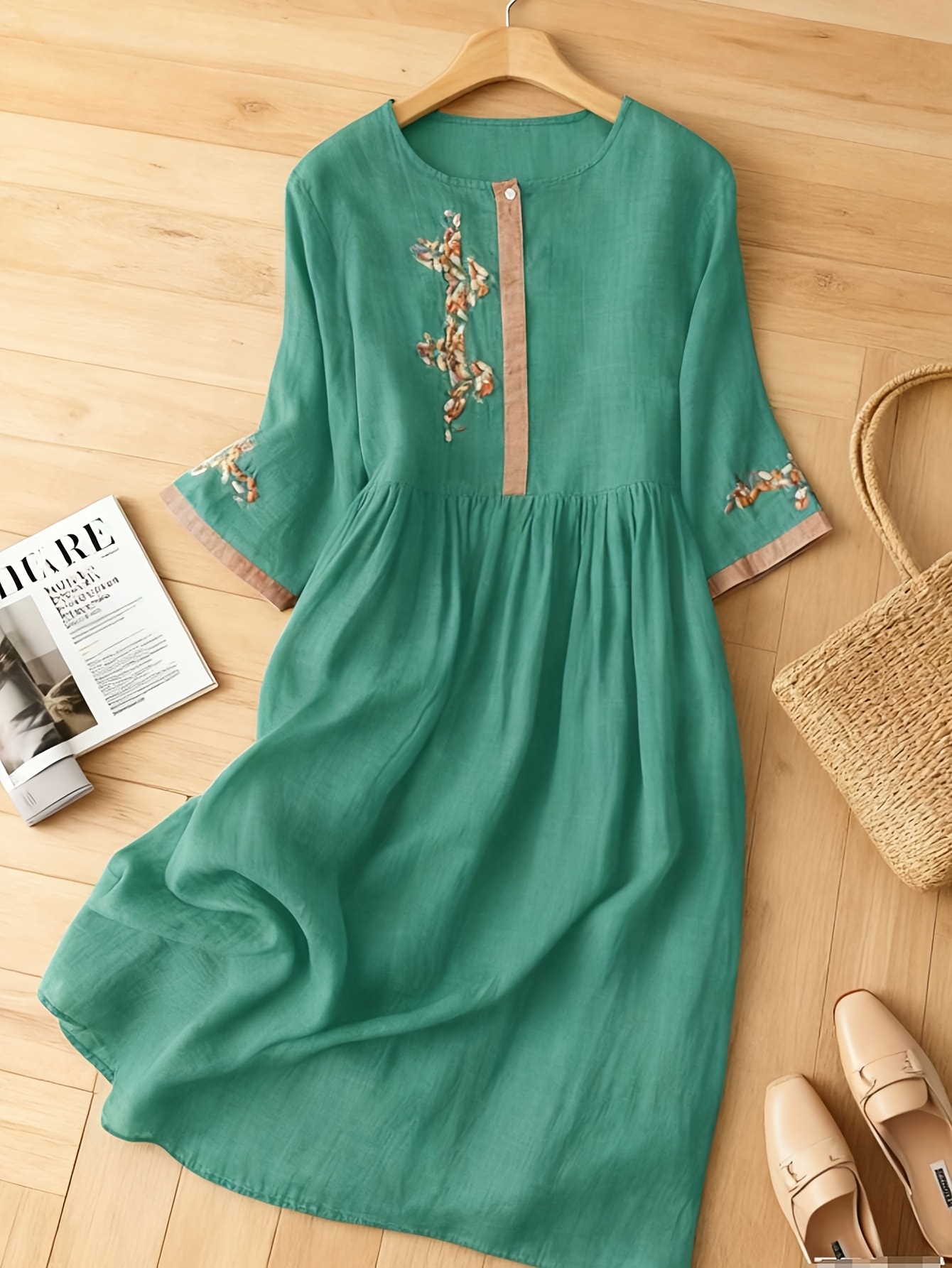 dress tulle skirt Light Green Tulle A-line Midi Appliques Homecoming Dress main image 0