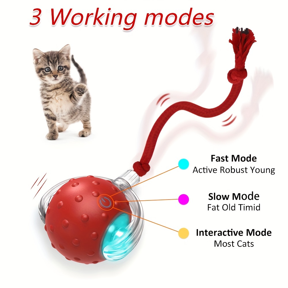 

1pc Interactive Cat Toy For Indoor Cats Light Ball Fast Rolling, Chirping And Motion Activated Cat Rolling Toy Used On Carpet