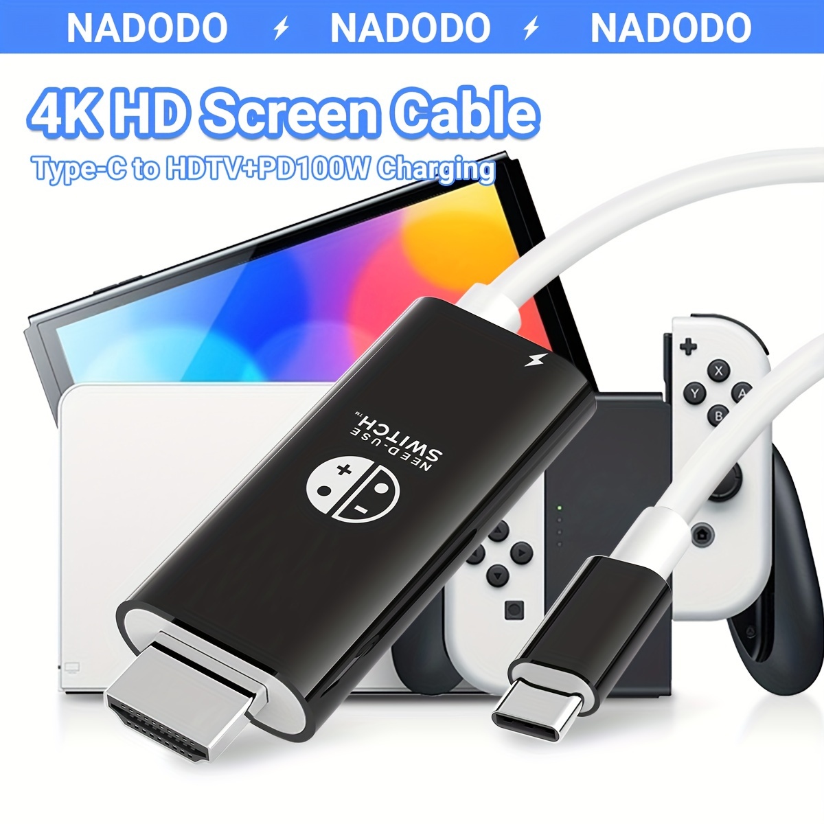Cargador para Nintendo Switch y Switch Lite y Switch OLED, compatible con  adaptador de fuente de alimentación de CA Nintendo Switch TV Dock Mode,  cable de cargador tipo C de 5 pies