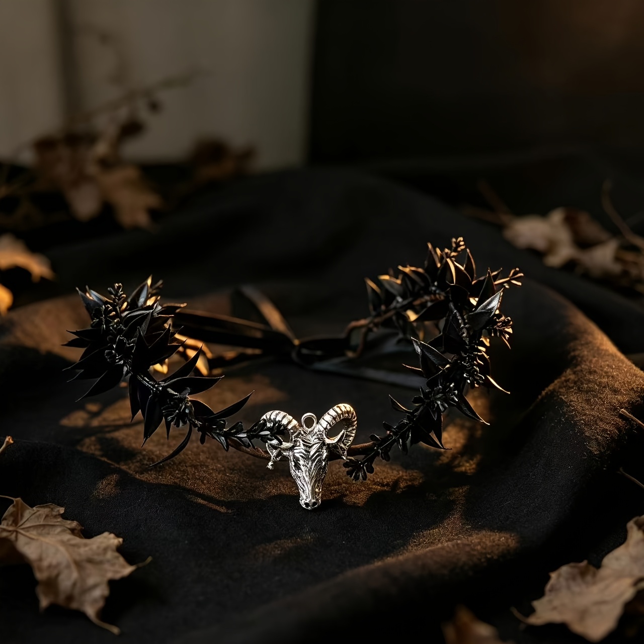 TEMU Halloween Dark Headpiece Gothic Style Horn Vintage Sheep Head Accessory Party Outfit Headband