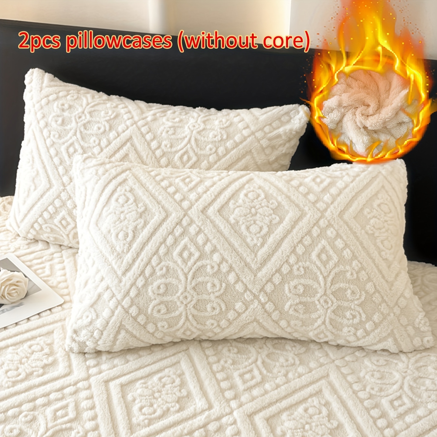 2- Embossed Velvet Bed Pillowcase (pillow Insert Not Included) Pillow Protector, 3d European , Bedroom Living Room Sofa Decorative Pillowcase