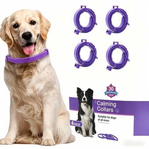 4pcs pet purple calming collar effective pheromone for anxiety relief adjustable suitable for small medium and large cats