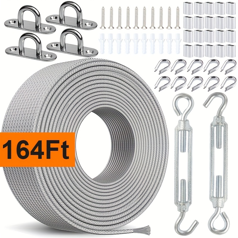 Image of 304 Stainless Steel Cable, Pvc Coated Hanging Wire For Outdoor String Lights, Camping, Garden Trellis, Hanging Clothes, Shade Sail Hardware