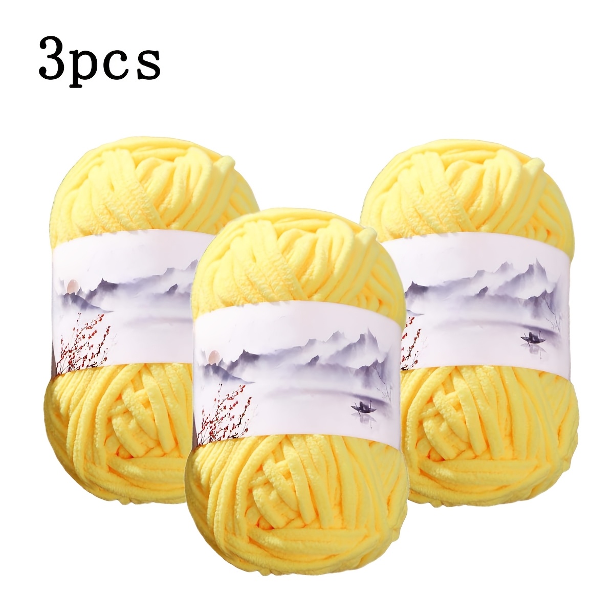 TEMU 3pcs, 100% Polyester Fiber, 150g, 5.29oz, Cloud Fine Ice Stick Yarn Ball Soft Thick Yarn Scarf Line Knitting Sweater Crochet Slippers